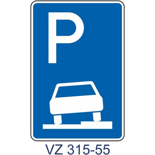 Verkehrszeichen 315-55 Parken auf Gehwegen halb in Fahrtrichtung rechts, ohne Richtung