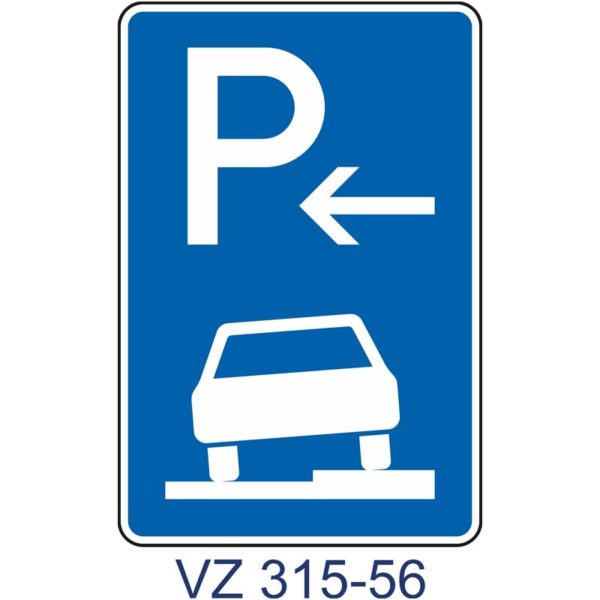Verkehrszeichen 315-56 Parken auf Gehwegen halb in Fahrtrichtung rechts, Anfang