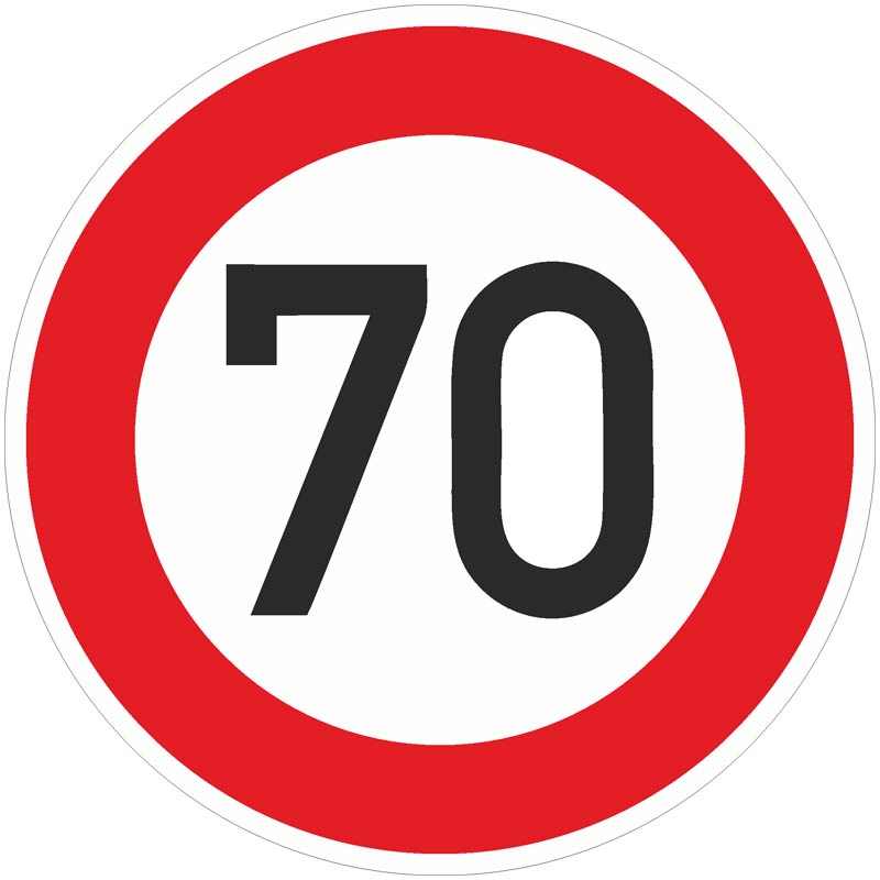 Verkehrszeichen 274-70 Zulässige Höchstgeschwindigkeit 70 km/h