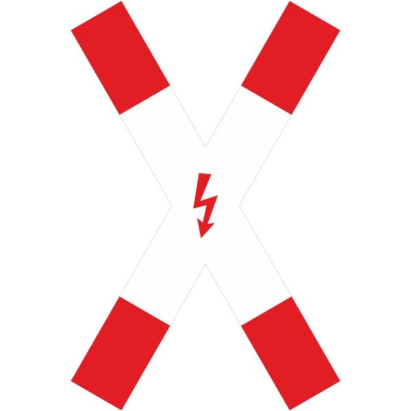 Verkehrszeichen 201-51 Andreaskreuz, stehend mit Blitzpfeil | gemäß StVO