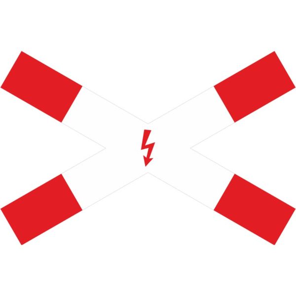 Verkehrszeichen 201-53 Andreaskreuz, liegend mit Blitzpfeil | gemäß StVO
