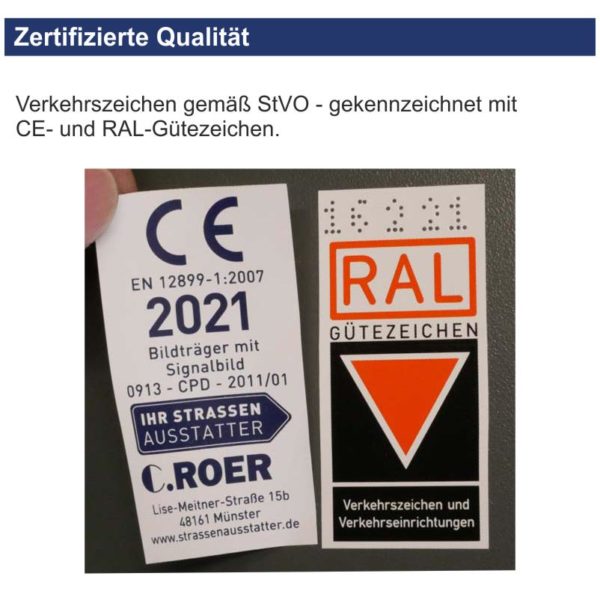 Verkehrszeichen 201-53 Andreaskreuz, liegend mit Blitzpfeil | mit CE- und RAL-Gütezeichen