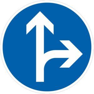 Verkehrszeichen 214 Vorgeschriebene Fahrtrichtung geradeaus oder rechts | gemäß StVO
