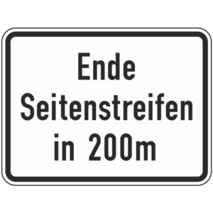 Verkehrszeichen 1007-59 Ende Seitenstreifen in 200 m | gemäß StVO