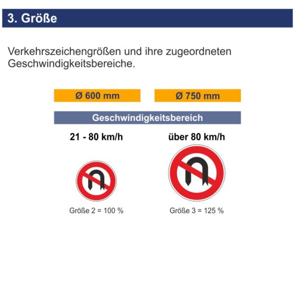 Verkehrszeichen 272 Verbot des Wendens | Größen