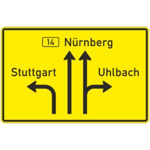 Verkehrszeichen 439 Gegliederter Vorwegweiser außerhalb von Autobahnen (nach RWB) | gemäß StVO