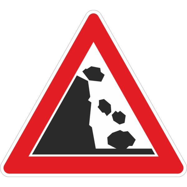 Verkehrszeichen 101-25 Steinschlag, Aufstellung links | gemäß StVO
