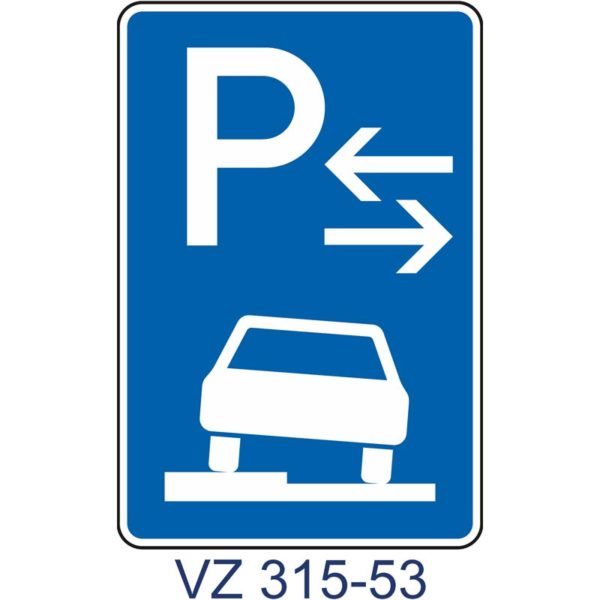 Verkehrszeichen 315-53 Parken auf Gehwegen halb in Fahrtrichtung links, Mitte | gemäß StVO