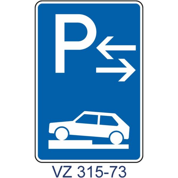 Verkehrszeichen 315-73 Parken auf Gehwegen halb quer zur Fahrtrichtung links | Mitte