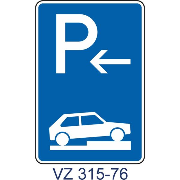 Verkehrszeichen 315-76 Parken auf Gehwegen halb quer zur Fahrtrichtung rechts | Anfang