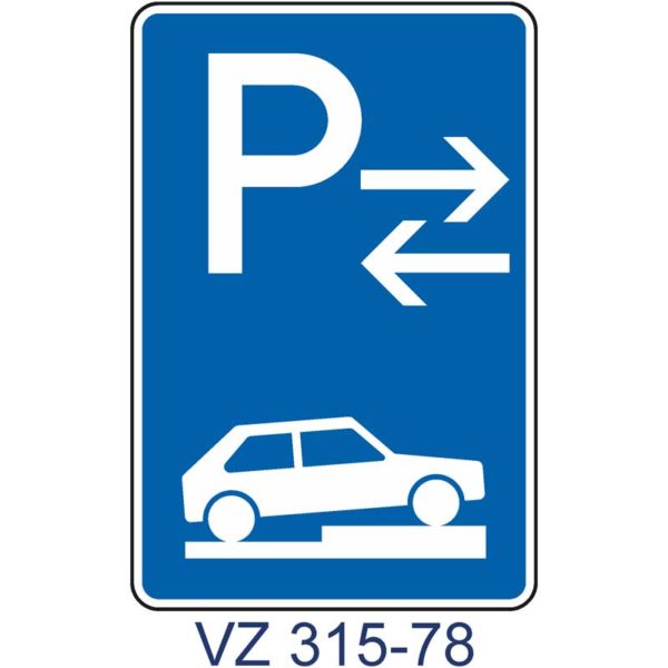 Verkehrszeichen 315-78 Parken auf Gehwegen halb quer zur Fahrtrichtung rechts | Mitte