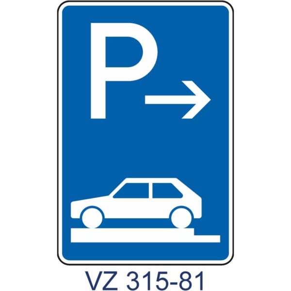 Verkehrszeichen 315-81 Parken auf Gehwegen ganz quer zur Fahrtrichtung links | Anfang