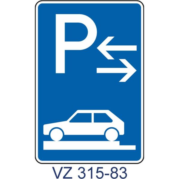 Verkehrszeichen 315-83 Parken auf Gehwegen ganz quer zur Fahrtrichtung links | Mitte
