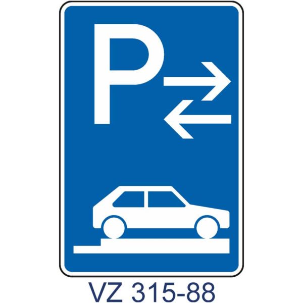 Verkehrszeichen 315-88 Parken auf Gehwegen ganz quer zur Fahrtrichtung rechts | Mitte