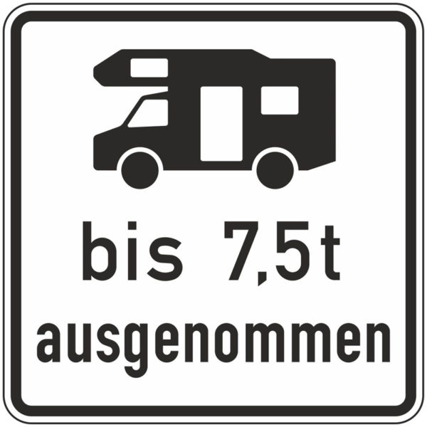 Verkehrszeichen 1024-19 Wohnmobile bis 7,5 t ausgenommen | gemäß StVO