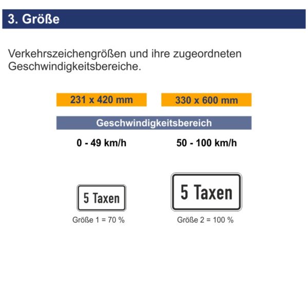 Verkehrszeichen 1050-31 … Taxen | Größen