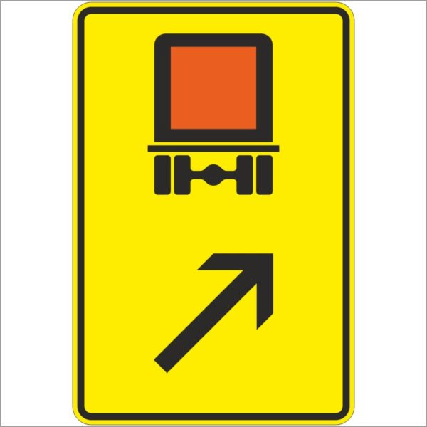 Verkehrszeichen 422-23 Wegweiser für kennzeichnungspflichtige Fahrzeuge mit gefährlichen Gütern, rechts einordnen