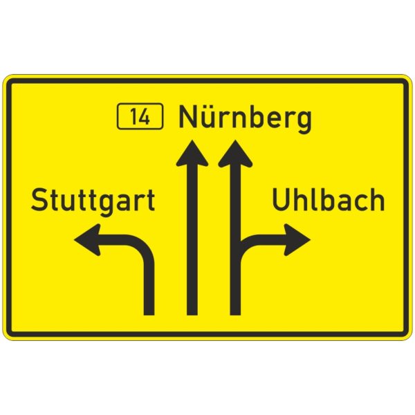 Verkehrszeichen 439 Gegliederter Vorwegweiser außerhalb von Autobahnen (nach RWB) | gemäß StVO