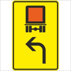 Verkehrszeichen 442-11 Vorwegweiser für kennzeichnungspflichtige Fahrzeuge mit gefährlichen Gütern, linksweisend | gemäß StVO