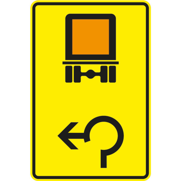Verkehrszeichen 442-15 Vorwegweiser für kennzeichnungspflichtige Fahrzeuge mit gefährlichen Gütern im Kreisverkehr, linksweisend | gemäß StVO