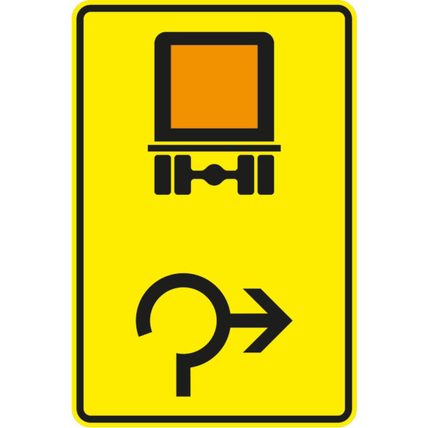 Verkehrszeichen 442-25 Vorwegweiser für kennzeichnungspflichtige Fahrzeuge mit gefährlichen Gütern im Kreisverkehr, rechtsweisend | gemäß StVO