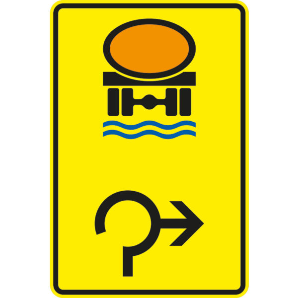 Verkehrszeichen 442-26 Vorwegweiser für Fahrzeuge mit wassergefährdender Ladung im Kreisverkehr, rechtsweisend | gemäß StVO