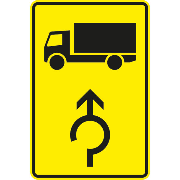 Verkehrszeichen 442-30 Wegweiser für KFZ mit einer zul. Gesamtmasse über 3,5 t im Kreisverkehr, geradeausweisend | gemäß StVO