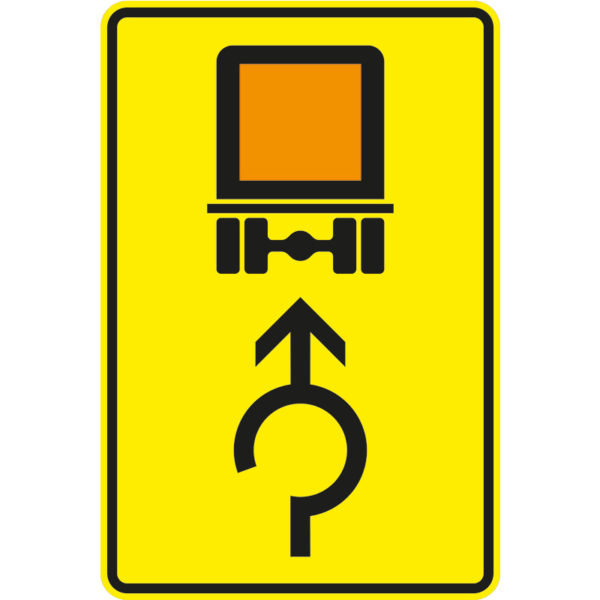 Verkehrszeichen 442-31 Vorwegweiser für kennzeichnungspflichtige Fahrzeuge mit gefährlichen Gütern im Kreisverkehr, geradeausweisend | gemäß StVO