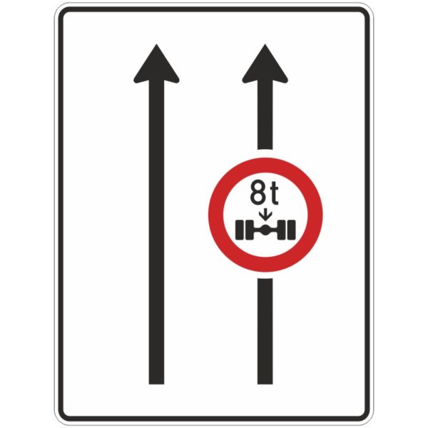 Verkehrszeichen 528-30 Fahrstreifentafel mit Gegenverkehr, mit integriertem Zeichen 263, 2-streifig in Fahrtrichtung | gemäß StVO