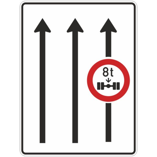 Verkehrszeichen 528-31 Fahrstreifentafel mit Gegenverkehr, mit integrierten Zeichen 263, 3-streifig in Fahrtrichtung | gemäß StVO