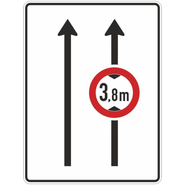 Verkehrszeichen 529-30 Fahrstreifentafel mit Gegenverkehr, mit integrierten Zeichen 265, 2-streifig in Fahrtrichtung | gemäß StVO