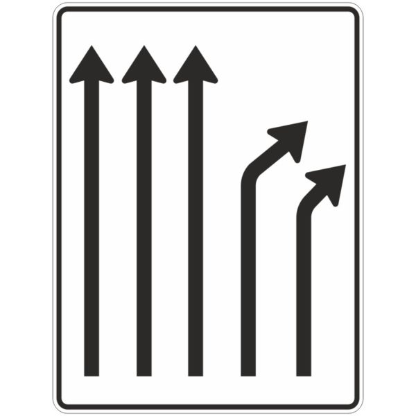 Verkehrszeichen 533-23 Trennungstafel ohne Gegenverkehr, 3-streifig durchgehend und 2-streifig rechts ab | gemäß StVO