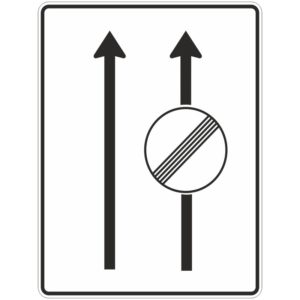 Verkehrszeichen 538-30 Fahrstreifentafel ohne Gegenverkehr, mit integrierten Zeichen 282, 2-streifig in Fahrtrichtung | gemäß StVO