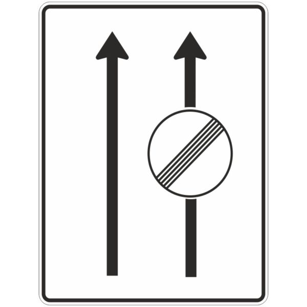 Verkehrszeichen 538-30 Fahrstreifentafel ohne Gegenverkehr, mit integrierten Zeichen 282, 2-streifig in Fahrtrichtung | gemäß StVO