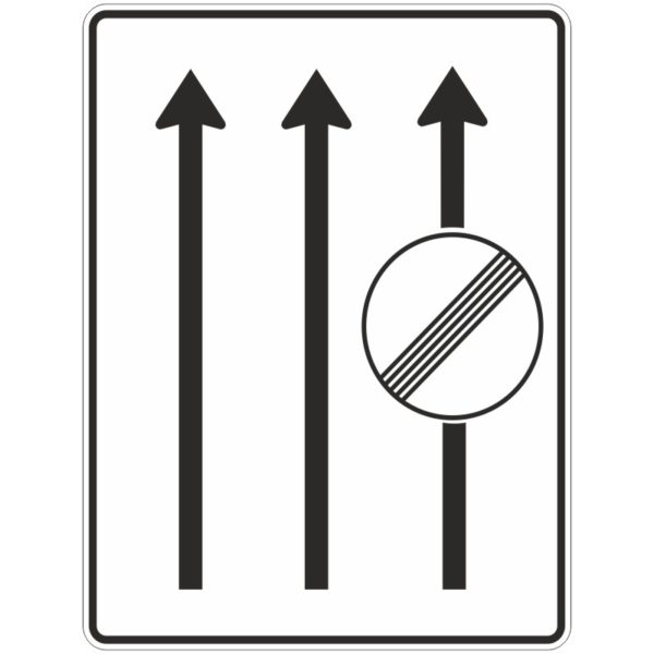 Verkehrszeichen 538-31 Fahrstreifentafel ohne Gegenverkehr, mit integrierten Zeichen 282, 3-streifig in Fahrtrichtung | gemäß StVO