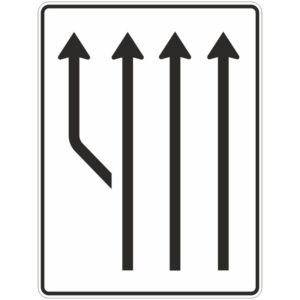 Verkehrszeichen 541-12 Aufweitungstafel ohne Gegenverkehr, 3-streifig plus Fahrstreifen links | gemäß StVO