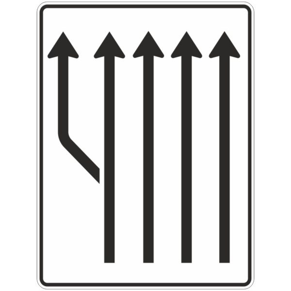Verkehrszeichen 541-13 Aufweitungstafel ohne Gegenverkehr, 4-streifig plus Fahrstreifen links | gemäß StVO