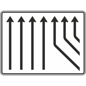 Verkehrszeichen 550-27 Zusammenführungstafel, an durchgehender Strecke, 4-streifig plus 3 Fahrstreifen von rechts | gemäß StVO