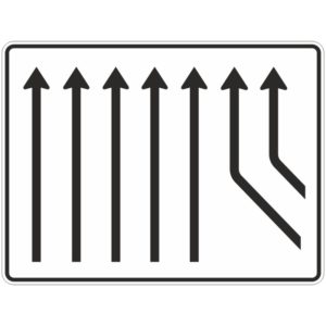 Verkehrszeichen 550-29 Zusammenführungstafel, an durchgehender Strecke, 5-streifig plus 2 Fahrstreifen von rechts | gemäß StVO