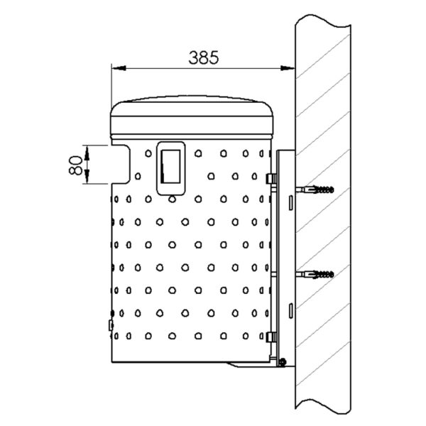 Abfallbehälter mit Bodenentleerung - Typ 7022 | Skizze Wandbefestigung
