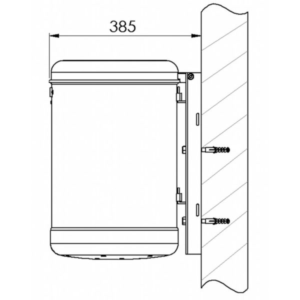 Abfallbehälter mit Springdeckel - Typ 7023 | Skizze Wandbefestigung