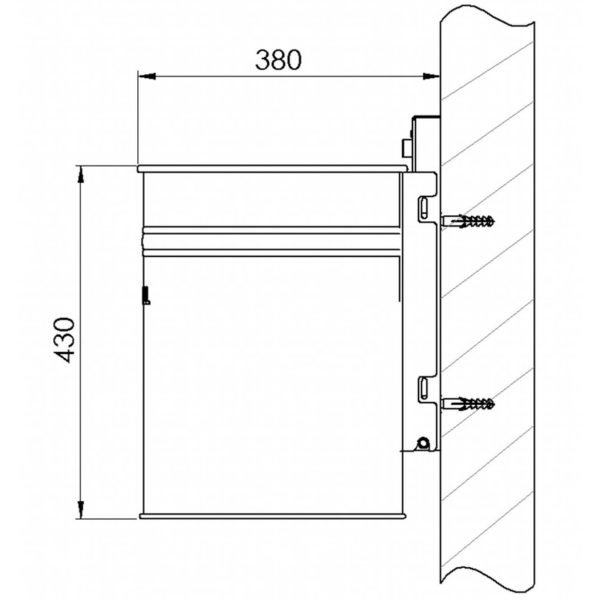 Abfallbehälter mit Prägung „ABFALL“ - Typ 7000-10 | Skizze Wandbefestigung