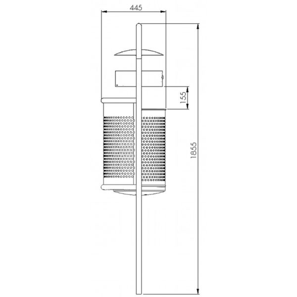 Standabfallbehälter – Typ 7031-52 | zum Aufschrauben | Skizze Seite