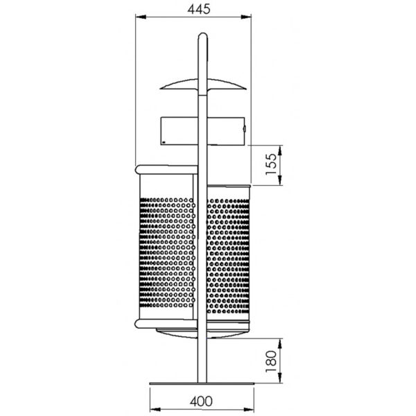 Standabfallbehälter – Typ 7031-62 | zum Aufschrauben | Skizze Seite