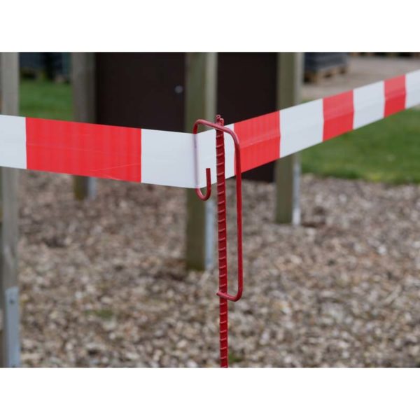 Absperrband rot/weiß | fixiert mit Absperrhalter