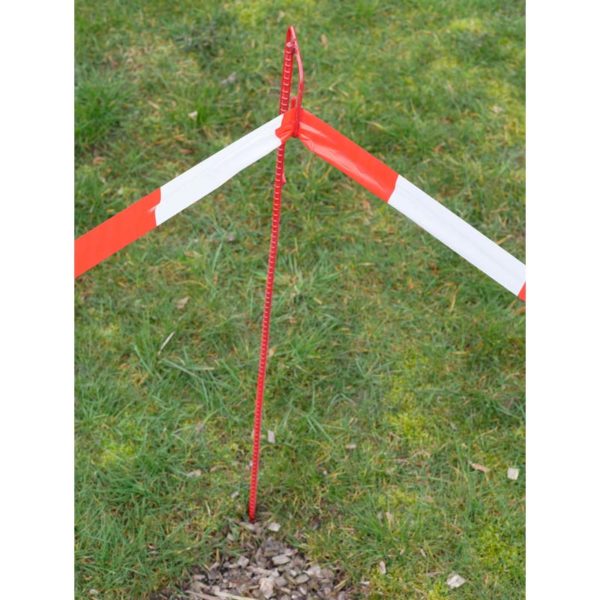 Absperrhalter geriffelt | mit Absperrband, Komplettansicht