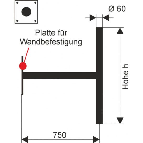 Ausleger für Wandbefestigung mit Querrohr | Skizze