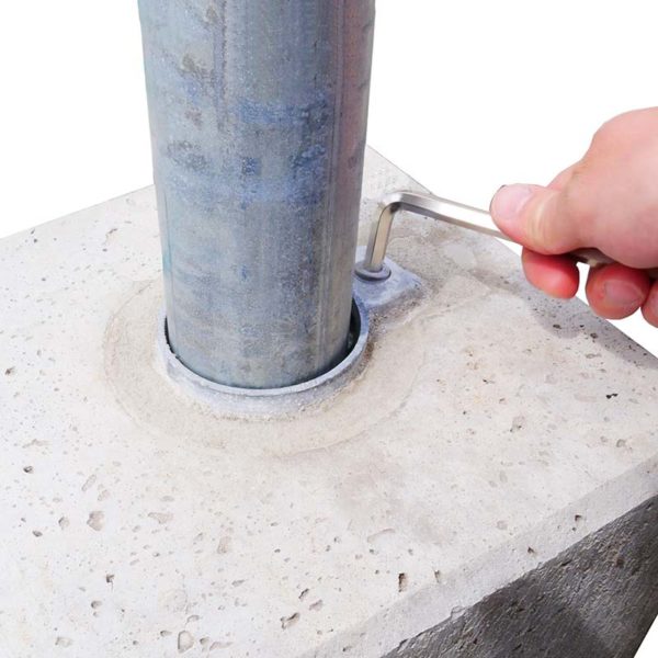 Betonklotz mit Bodenhülse für Rohrpfosten | Rohrpfosten festklemmen