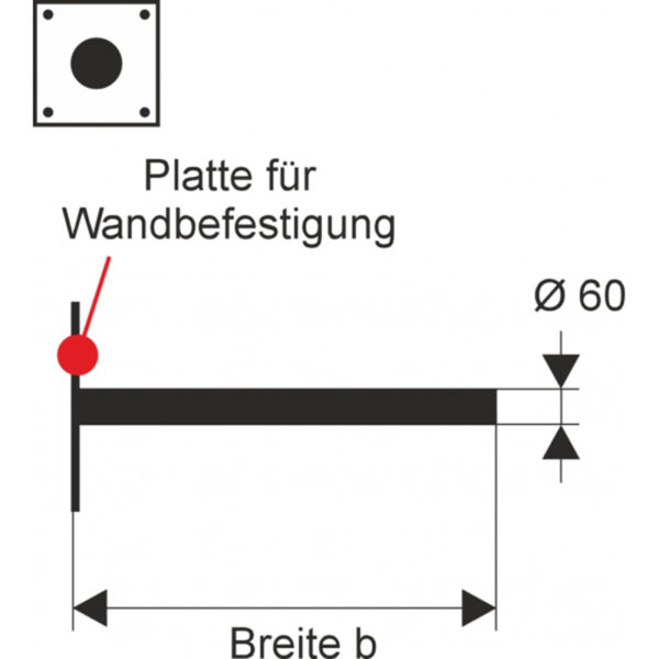 Mauer- und Deckenpfosten Ø 60 mm | Skizze