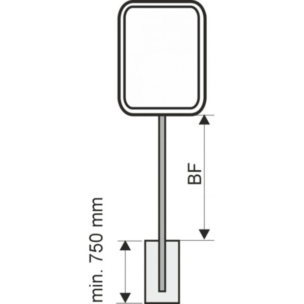 Rohrrahmen E61 - E67 für rechteckige Verkehrszeichen im Hochformat | Skizze